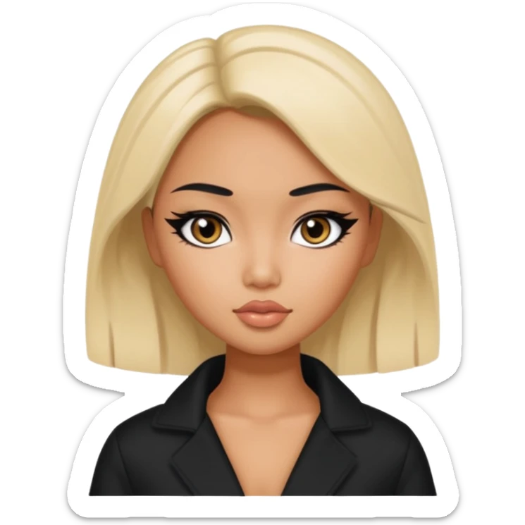 asian tanned beauty standard, pretty bratz baddie, black eyeliner sticker