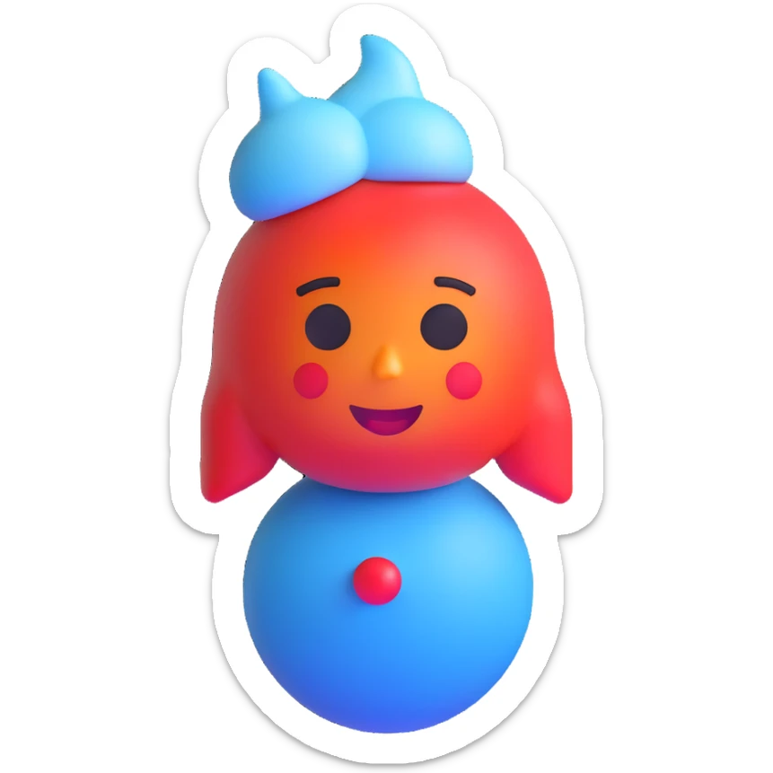 a female emoji with a red, heated core and frosty blue exterior, symbolizing menopause hot inside cold outside sticker