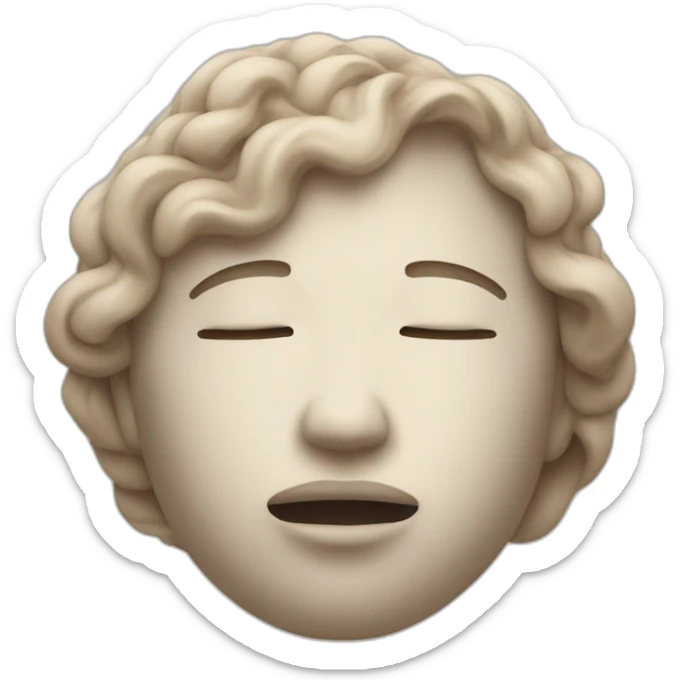 An emoji depicting a serene face with closed eyes, gently inhaling and exhaling, surrounded by a calming swirl of wind. sticker