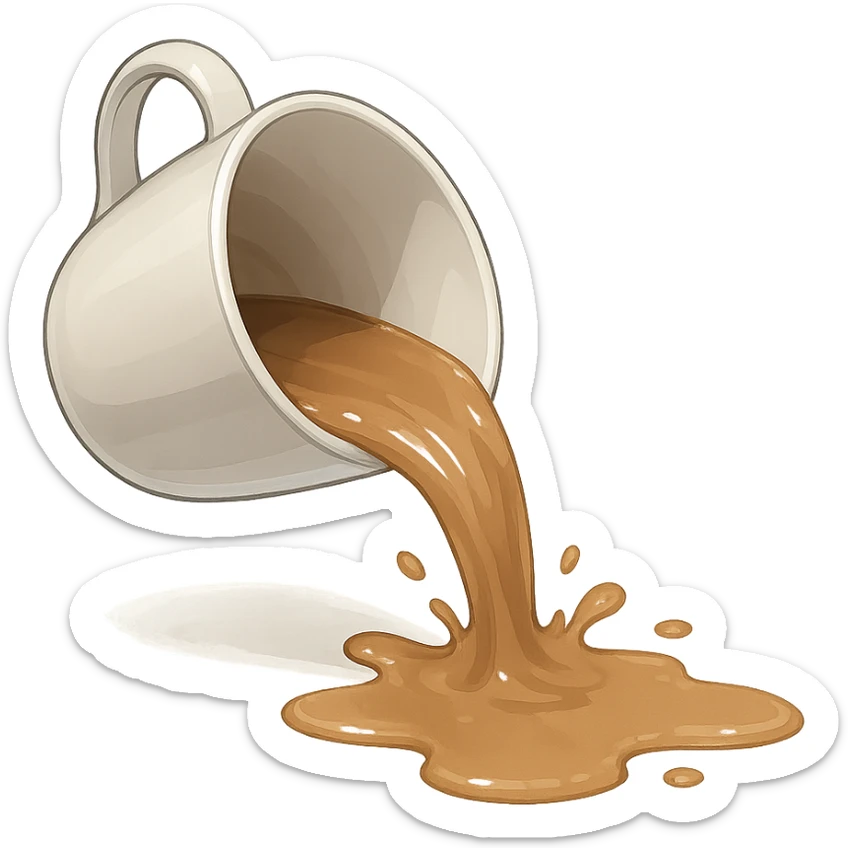 spilled cup, no background sticker
