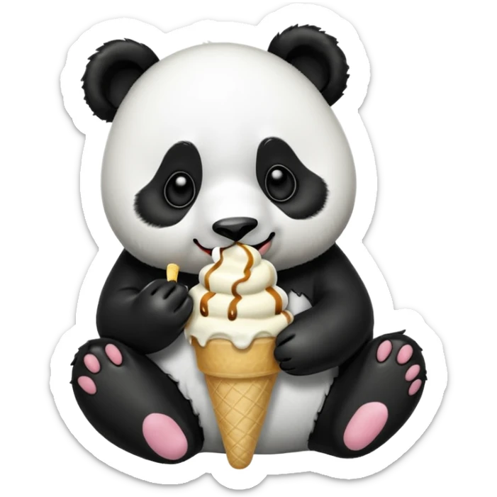Panda eating ice cream sticker