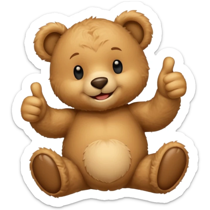 cartoon teddy bear giving thumbs up, floating text 'so sweet of you' emoji style sticker