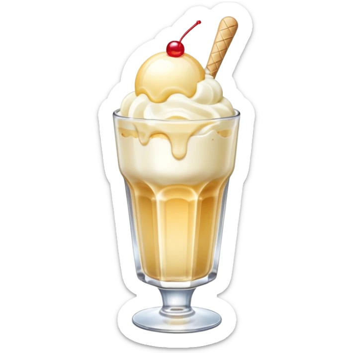 Japanese cream soda on a glass with ice ice cream vanilla 1 scoop on top sticker