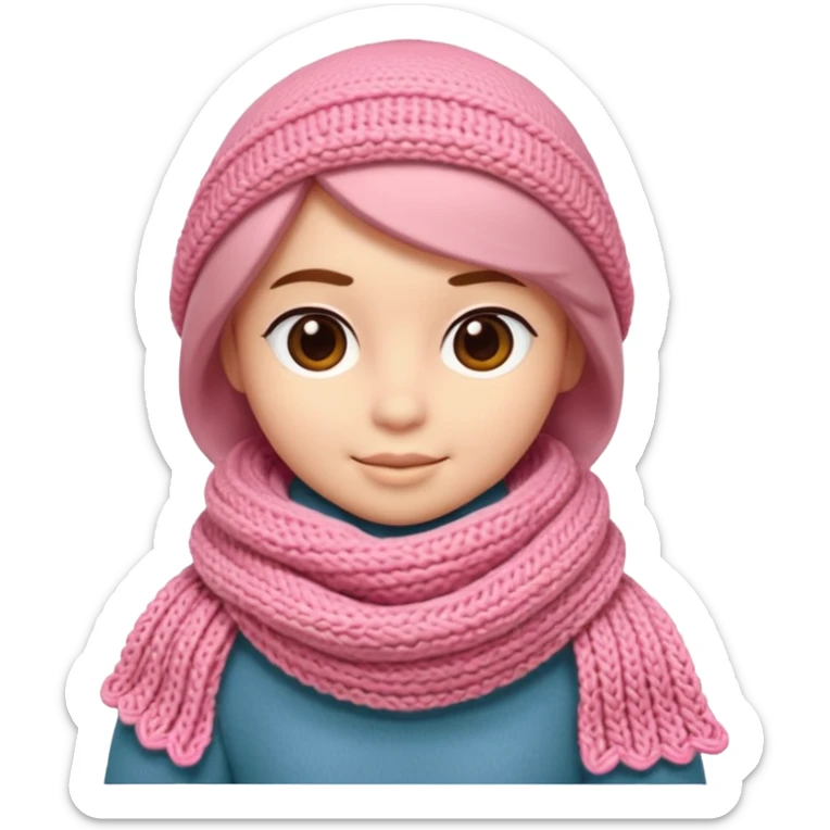 A 3D cartoon wool scarf with visible knitted stitches and gentle folds, warm colors, soft lighting, Memoji-style. sticker