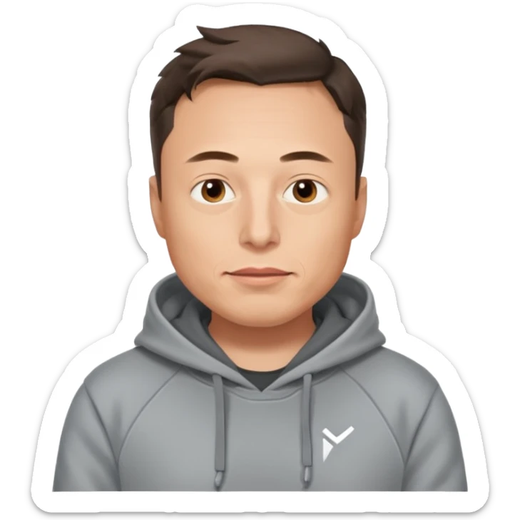 a portrait of elon musk, wear hoodie  sticker