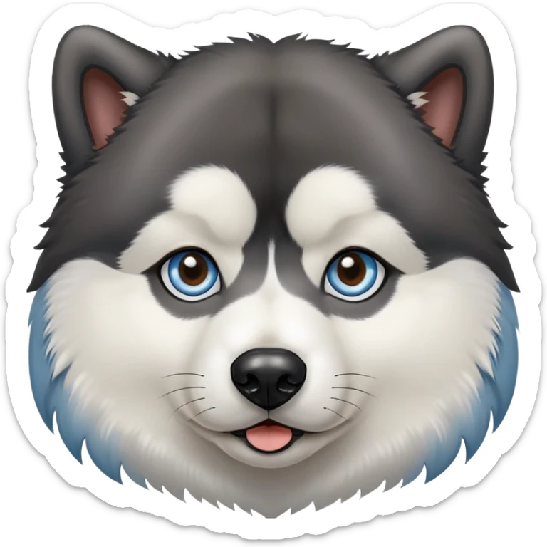 Black Alaskan Malamute dog with heterochromia, one brown eye and one light blue eye sticker