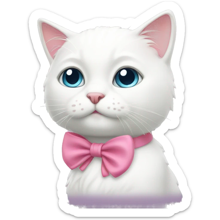 white cat with pink bow sticker