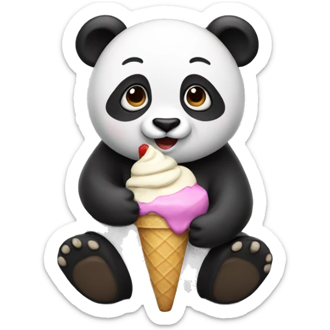 Panda eating ice cream sticker