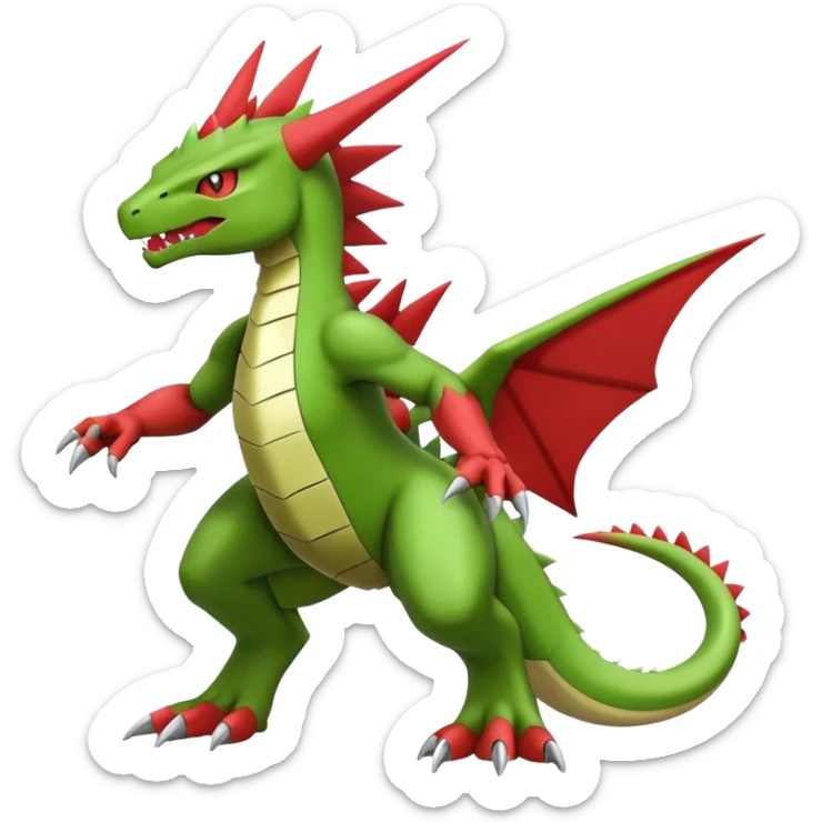 Cool edgy Guilmon-Flygon-Tyranitar-Digimon-hybrid-fusion, full body sticker