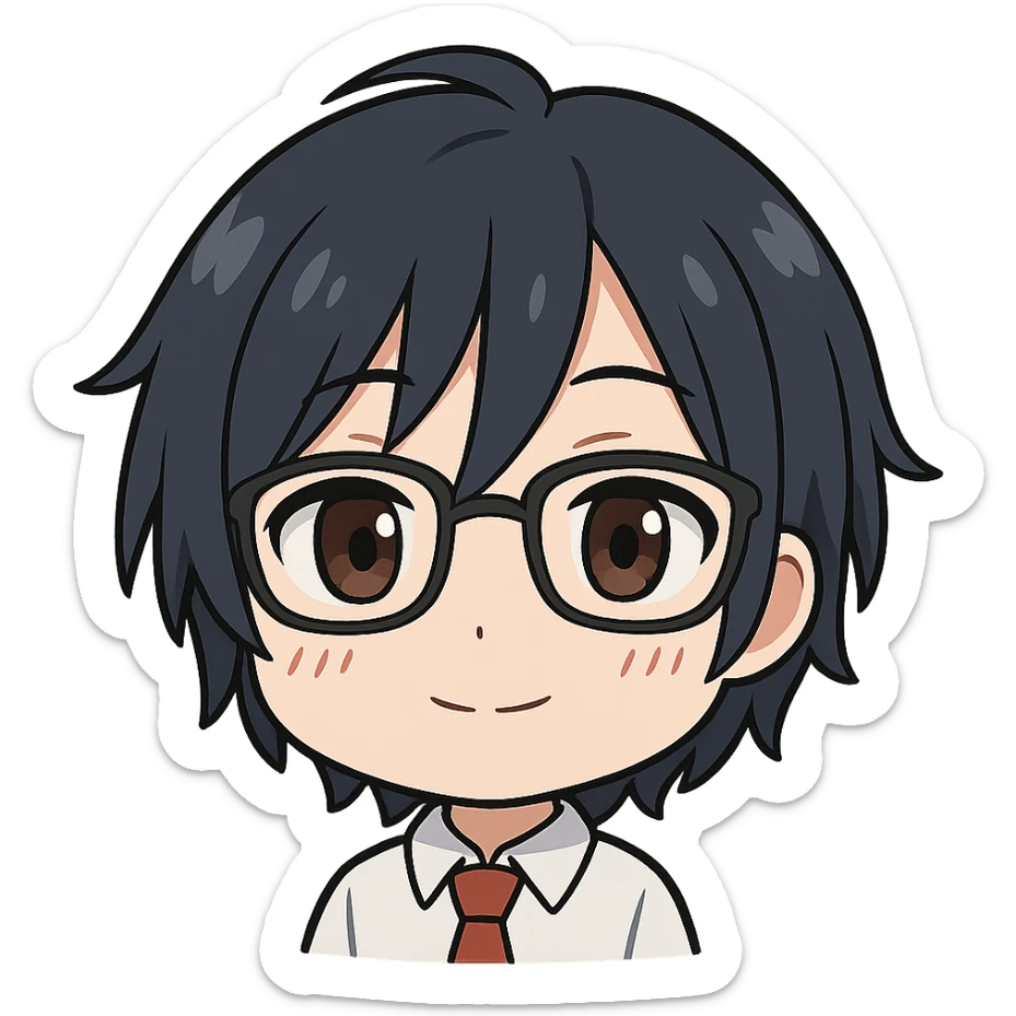 chibi anime style emoji combining Hiro from 'Darling in the Franxx', Miyamura from 'Horimiya', and Kanata Asai from 'Ovation Moments' sticker