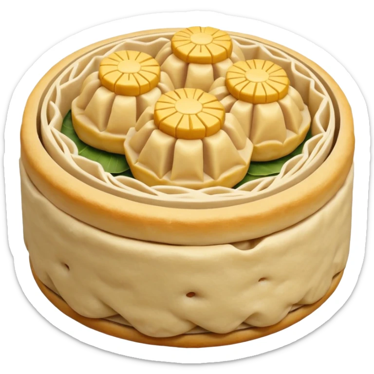 siu mai (a type of dim sum, just 1 cube of white color fish patty wrapped by yellow dough, leaving only the top part unwrapped, shape looks like short cylinder shape) sticker