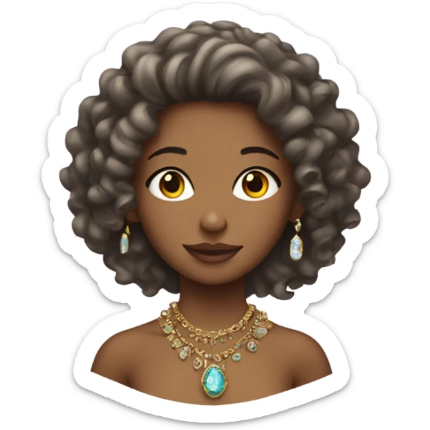 girl with curly hair and jewelry indoors sticker