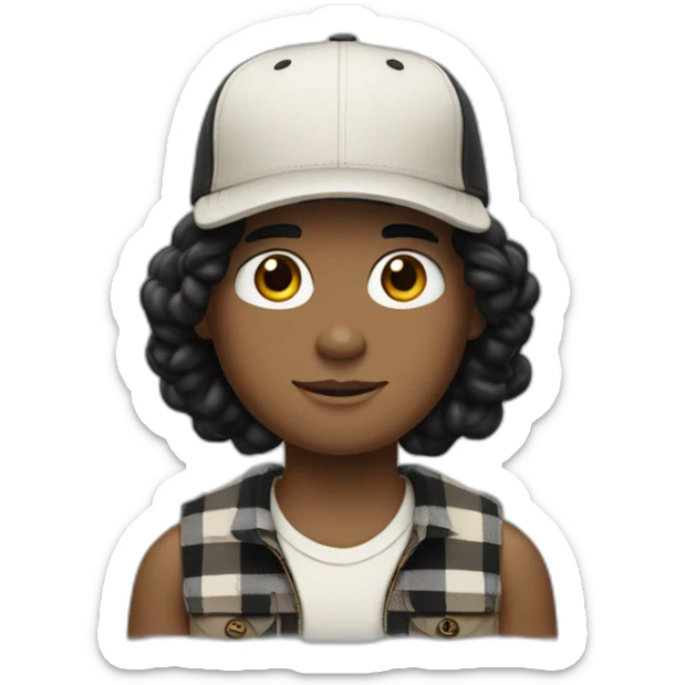 guy with white skin burberry cap and black mid-length hair sticker