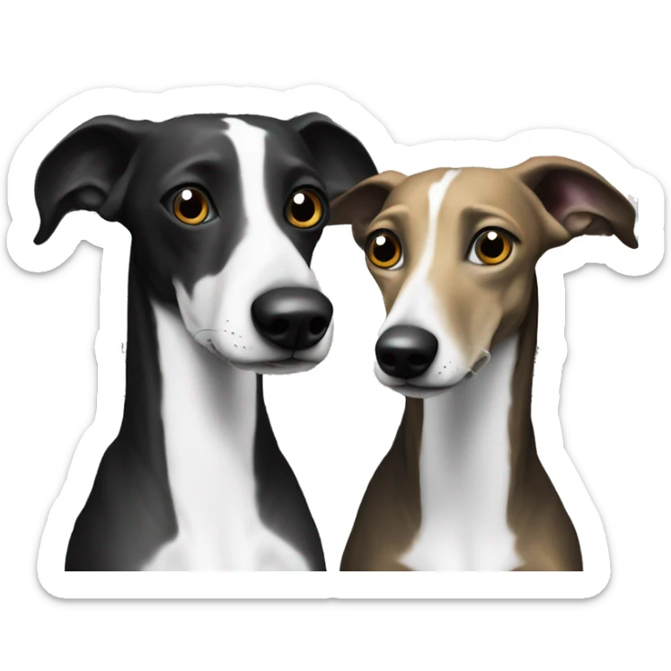 Two aristocrat dog black and white galgo kiss at our old money house  sticker