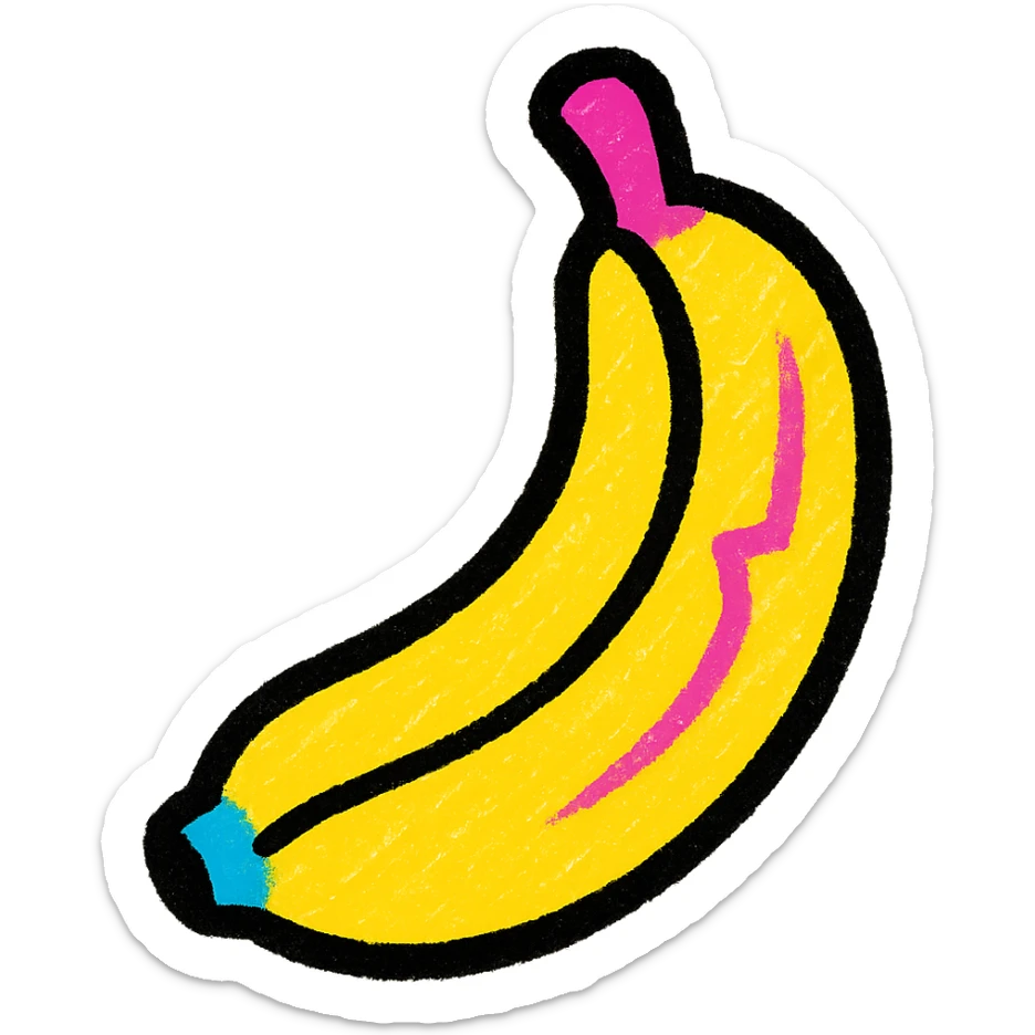 vibrant stylized emoji of a whole banana, suitable as a sprite for a 2D fruit ninja game sticker