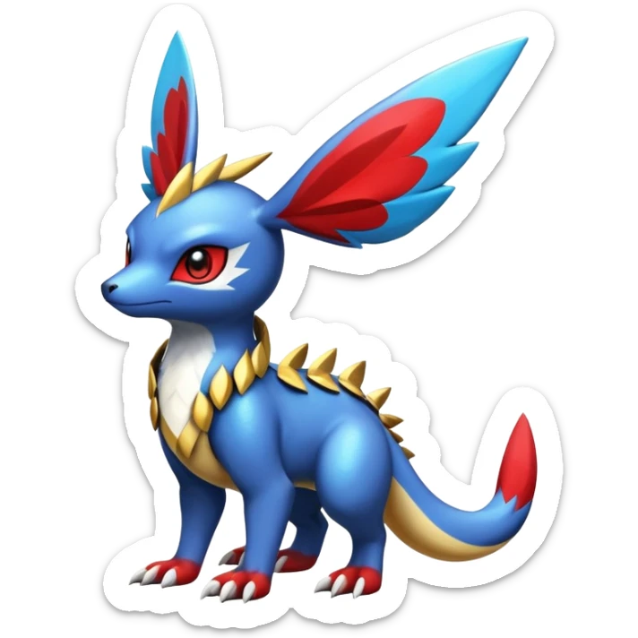  Cute Shiny Exotic Colorful Guilmon-Latias-Koraidon-Umbreon-Fakémon-hybrid-creature (full body)  sticker