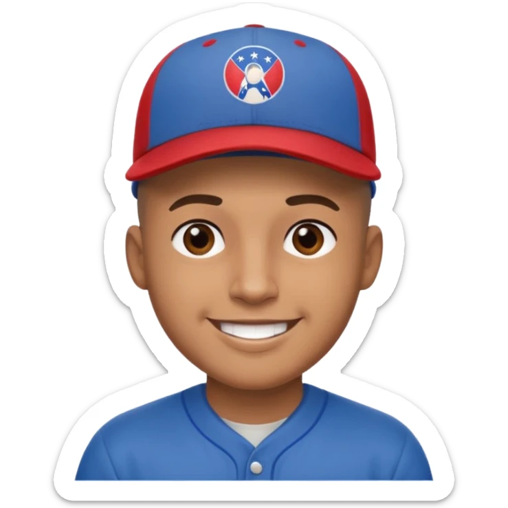 brown skin latino male with buzz cut wearing a puerto rico baseball cap sticker