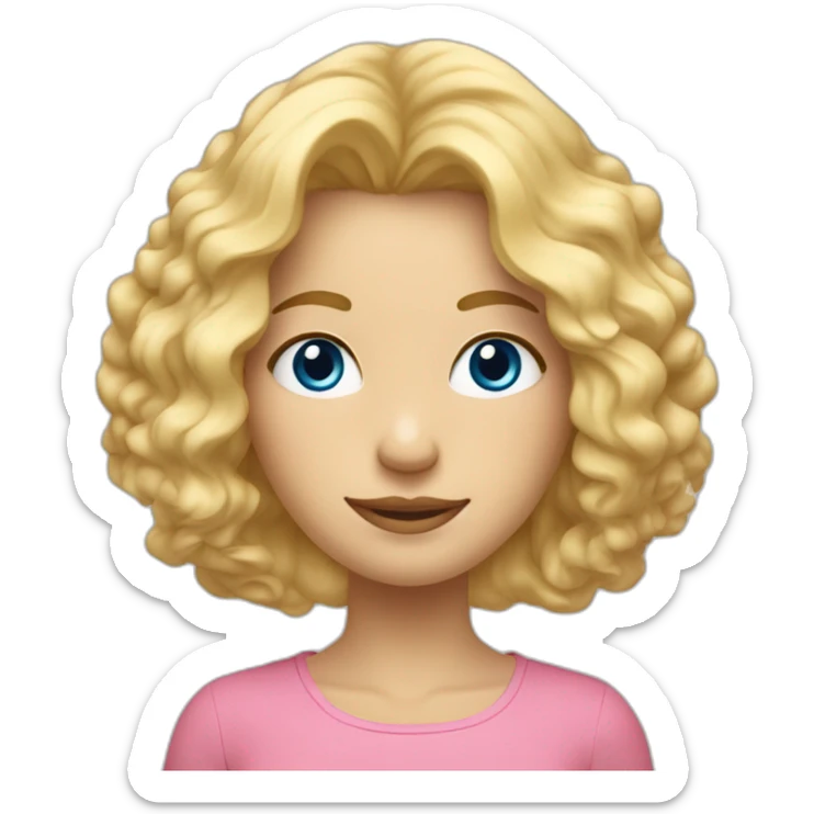 Femme à la peau claire, cheveux bouclés blonds clair et yeux bleus clairs  qui effectue un dab sticker