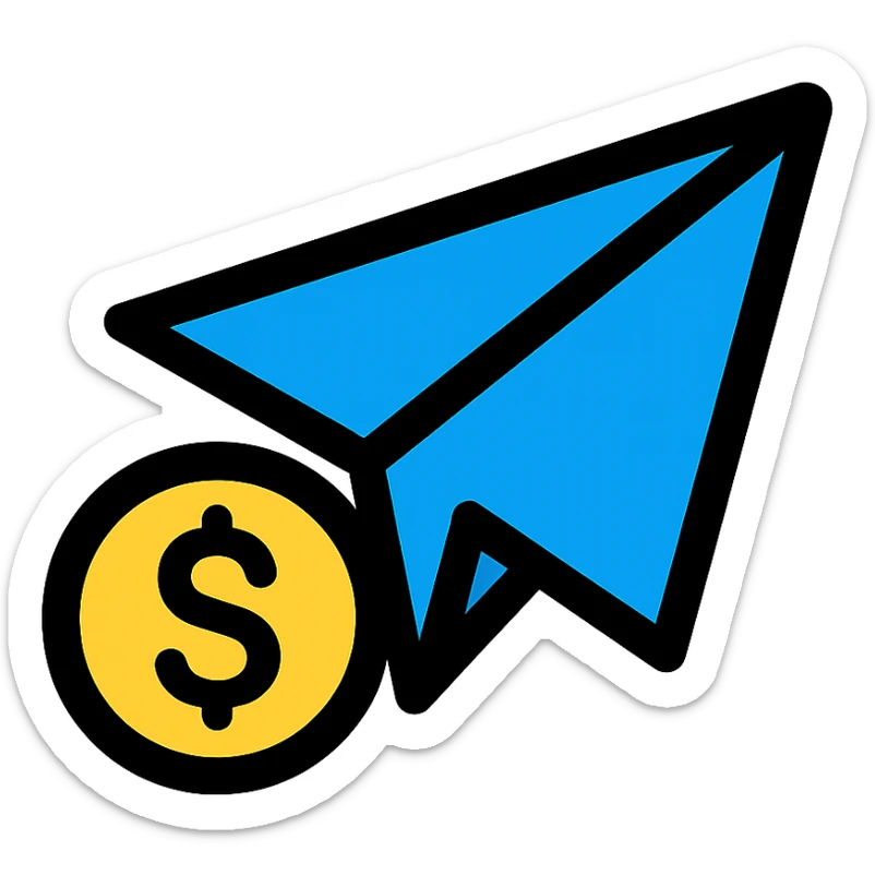 colored icon of a paper plane with a dollar sign, representing sending money sticker