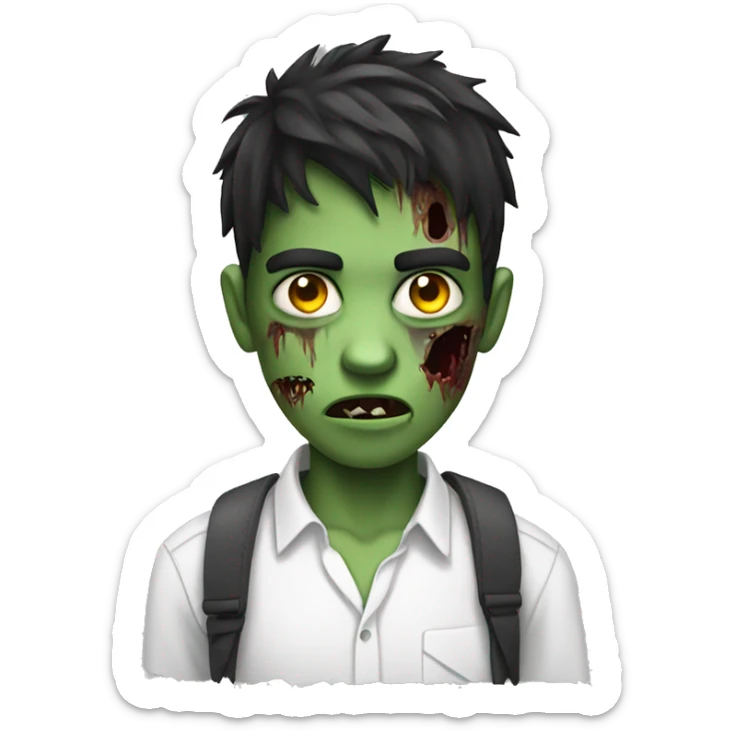 teen boy zombie with dark hair and white shirt sticker