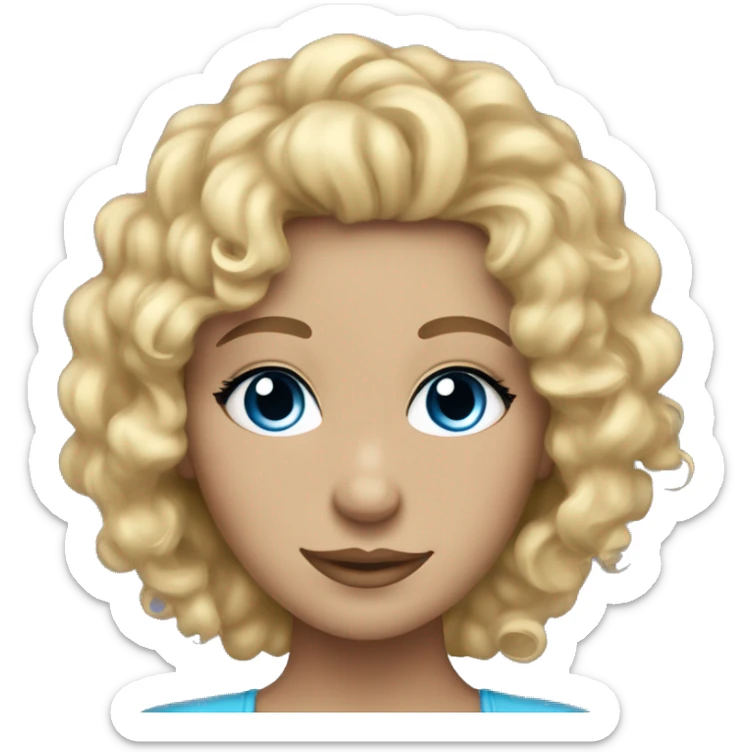Very pretty girl with blonde curly hair and eyelashes with blue eues sticker