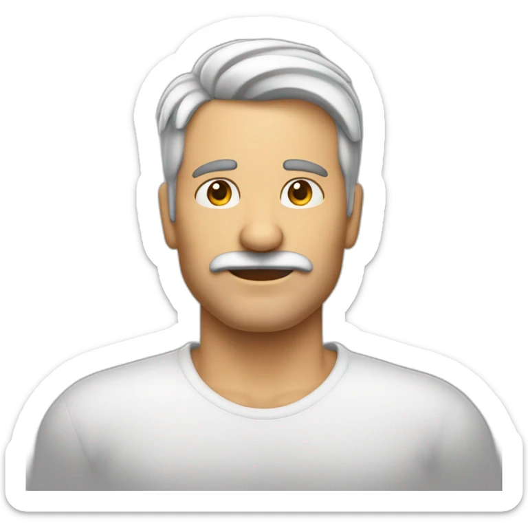 hombre blanco de 53 años con el pelo corto canoso y sin bigote sticker