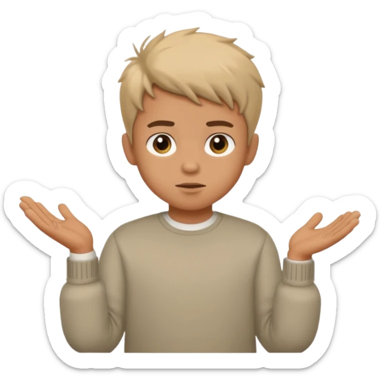 cute boy shrugging his shoulder, boy have good haircut puff style sticker