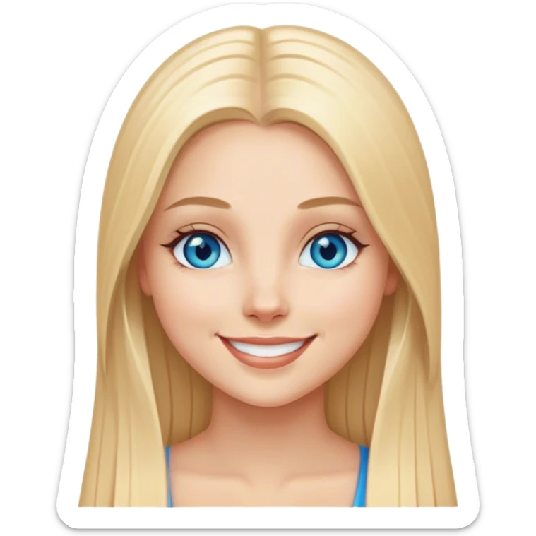 beautiful white girl with long straight blonde hair blue eyes smiling evil sticker