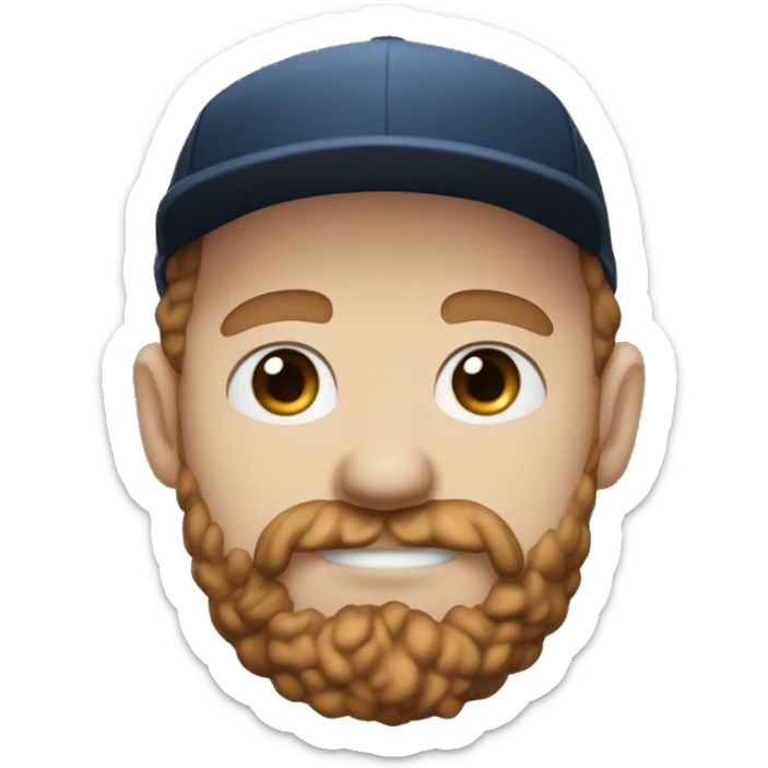 35 years old, male, short curly red hair, black baseball hat, blue eyes, pale complexion, thick beard and thin mustache sticker