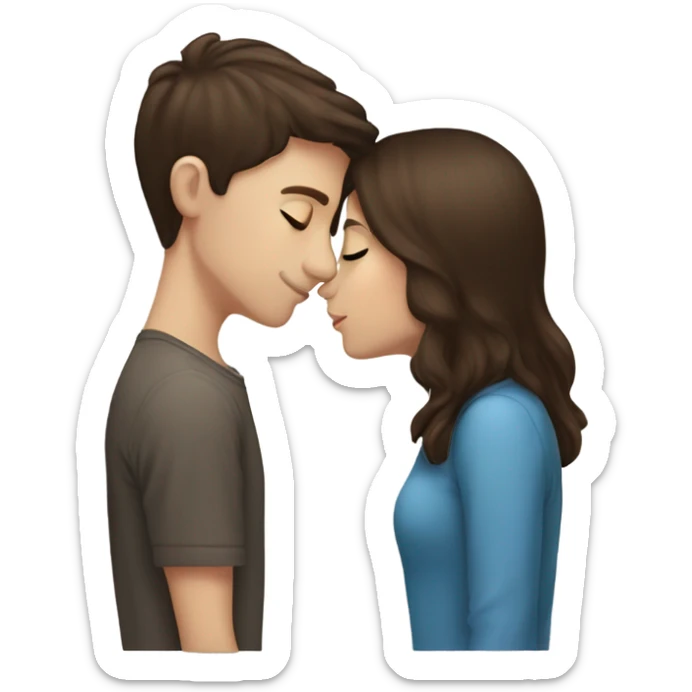 Brunette haired white girl kissing dark brown haired white boy sticker