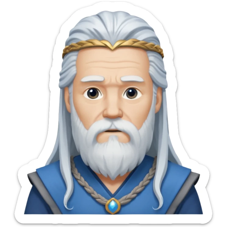 Odin, Wisdom God from Norse Mythology with long white hair, blue and grey outfit sticker