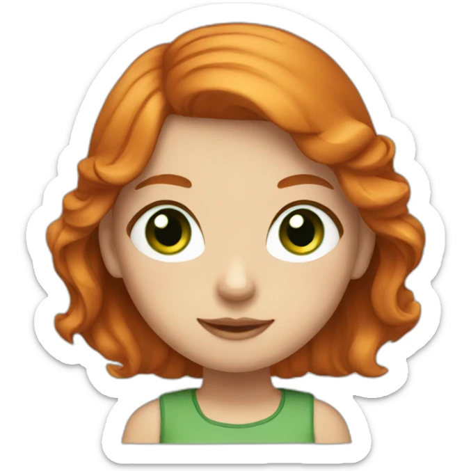 Cute girl with ginger hair and green eyes in a skirt sticker