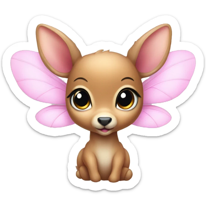 baby deer with fairy wings and a pink bow around its neck  sticker