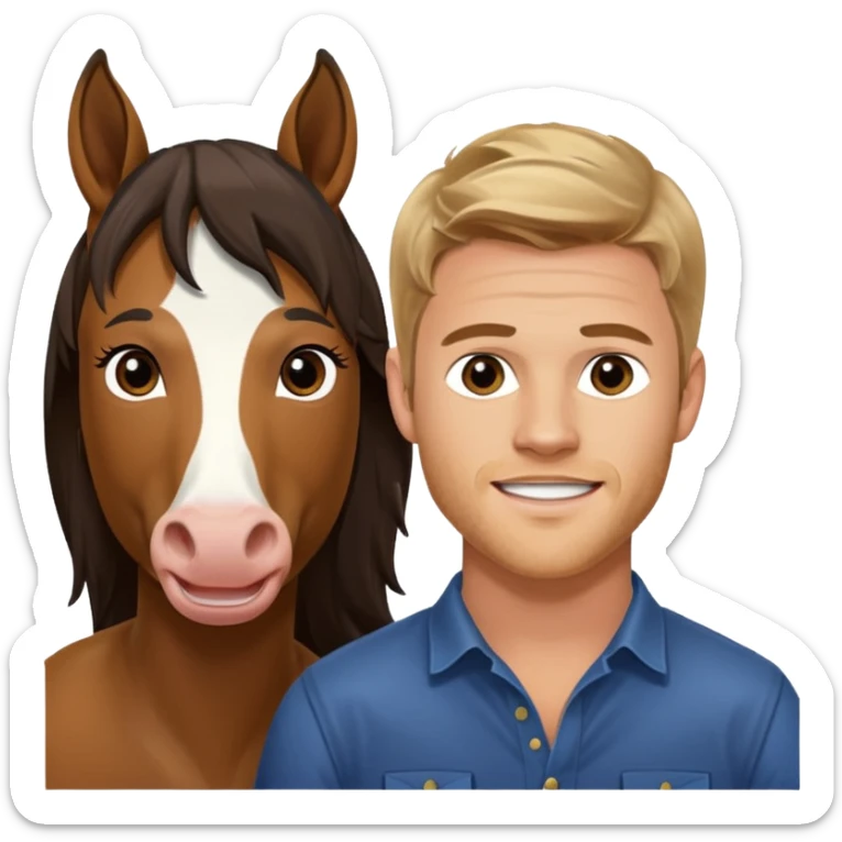 Excited Trevor Donovan no horse ears and Danica McKellan with horse sticker