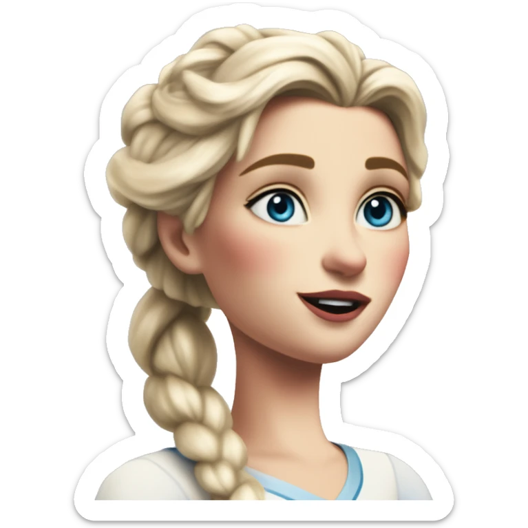 FIFA award winning Elsa in MS-DOS style, oil paint, mysterious eyes, intricate lips, masterpiece pose, odd perspective, beautiful, desirable, logical, midsommar, ikea sticker