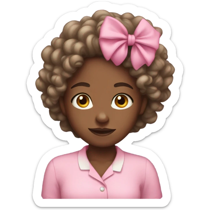 Black girl with curly hair and bows wearing a pink shirt  sticker