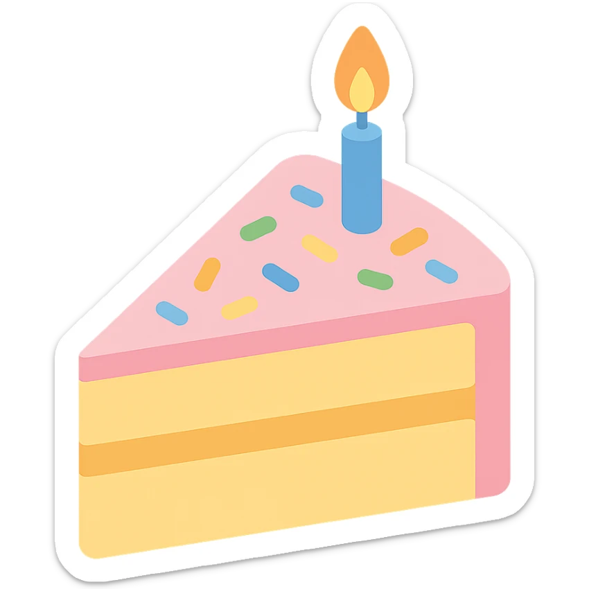 slice of funfetti birthday cake sticker