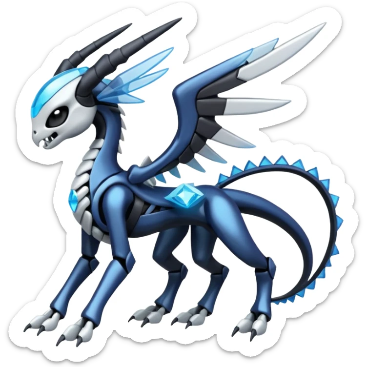 Skeletal Futuristic Meloetta-Zekrom-Dialga-Pokémon-Fakémon-fusion-hybrid-creature sticker