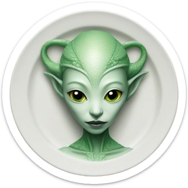 Photo realistic, alien female green,  on white china dragon infinite story sticker