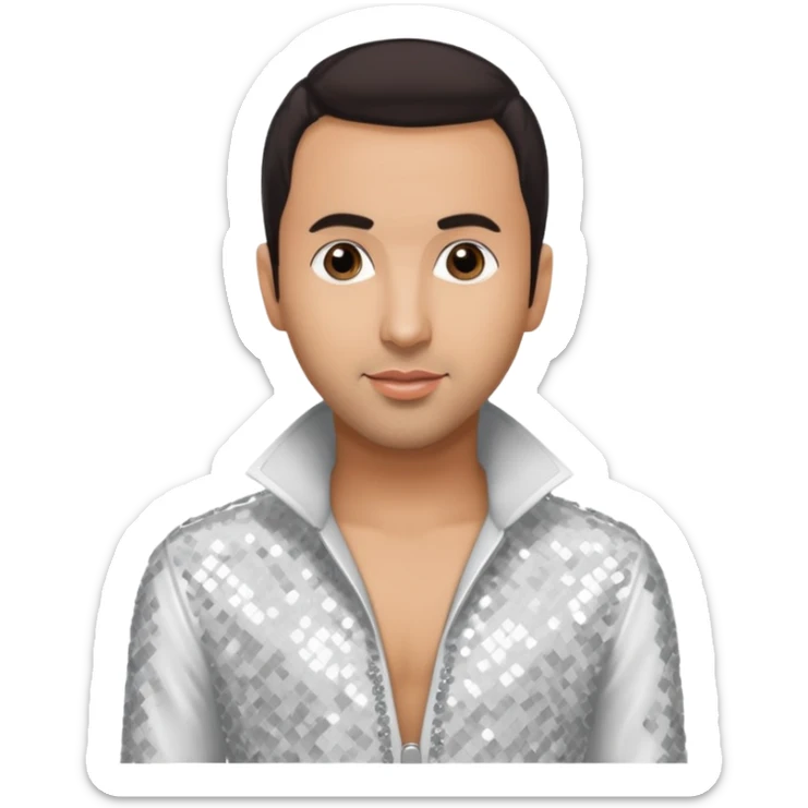 Howie Dorough from Backstreet Boys with dark brown hair, white sequin outfit sticker