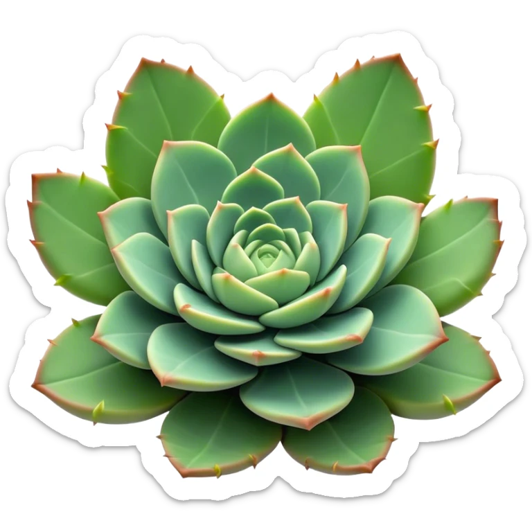 Cinematic Realistic Succulent Emoji, Compact and plump, with fleshy leaves arranged in rosettes of various shapes. The soft, green leaves glow with a gentle radiance, exuding a sense of calm and tranquility. Soft glowing outline, capturing the essence of resilience and beauty in a blossoming succulent! sticker