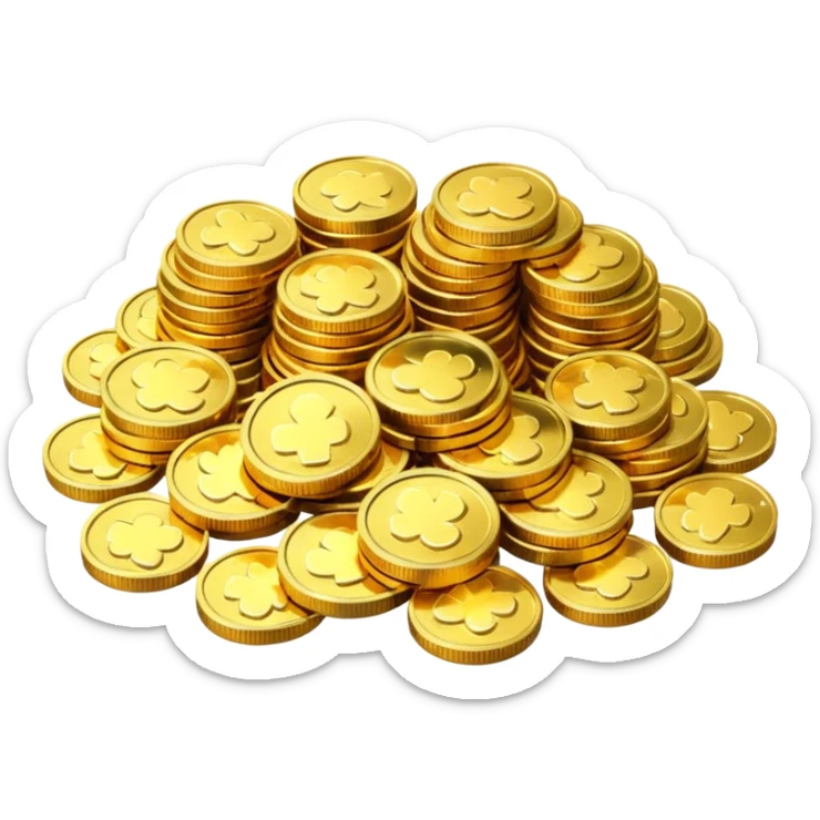 small pile of gold coins, shiny gold, no symbols, no text,  sticker