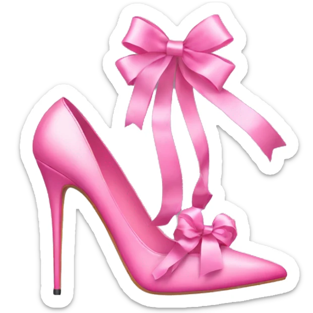 Pair of Pink stiletto shoes with ribbons sticker