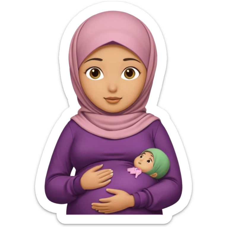Lebanese girl, hijab, tan, pregnant belly. sticker