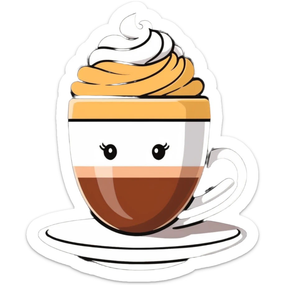 A cute cappuccino cup with a ballerina figure made of foam dancing on the surface sticker