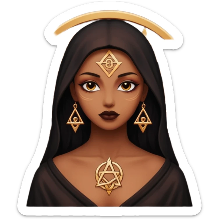 Dark oil traced over woman’s skin forming occult symbols, sensual devotion sticker