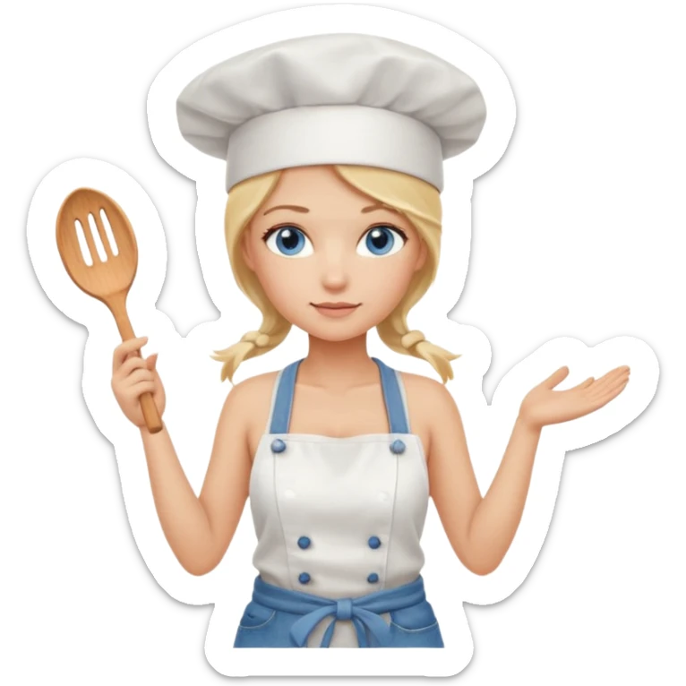Sexy Full body  pretty
Long Blonde hair blue eyed female chef wearing white tank top, denim shorts and chef hat arms folded sticker