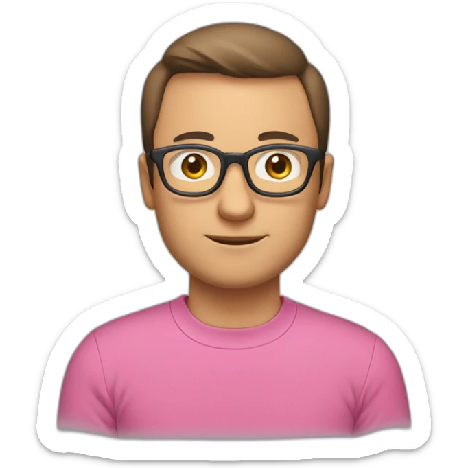   A 40 years old man with glasses and brown short haar. He have a pink T-shirt where the Text « cart » with the « a » in a circle. The logo is on the right of the t-shirt. sticker
