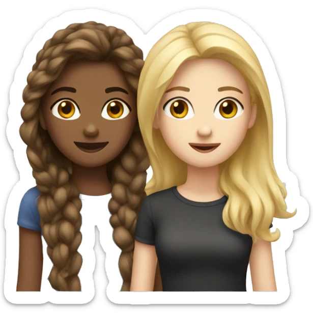 Two best Friends (Girls) one has Brown Hair and the oder has blonde hair sticker