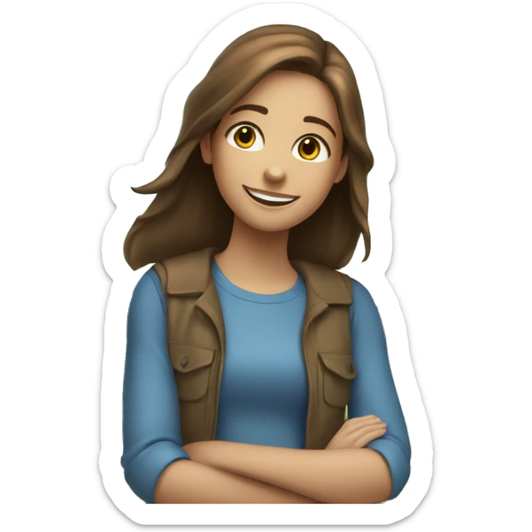 smiling girls outdoors together the girl with the brown hair has blue eyes sticker